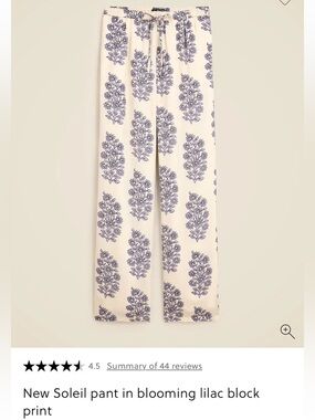 Jcrew Soleil Pant with purple floral